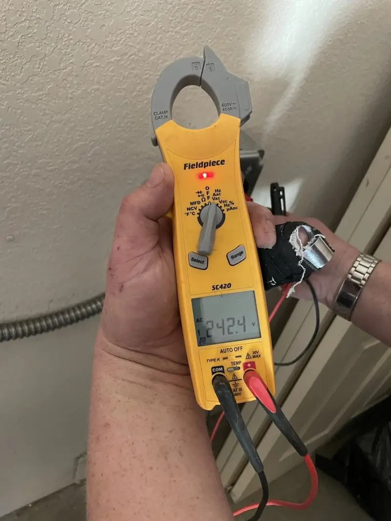 Voltage testing with clamp meter during Hot Tub / Pool Electrical Wiring in Elk City